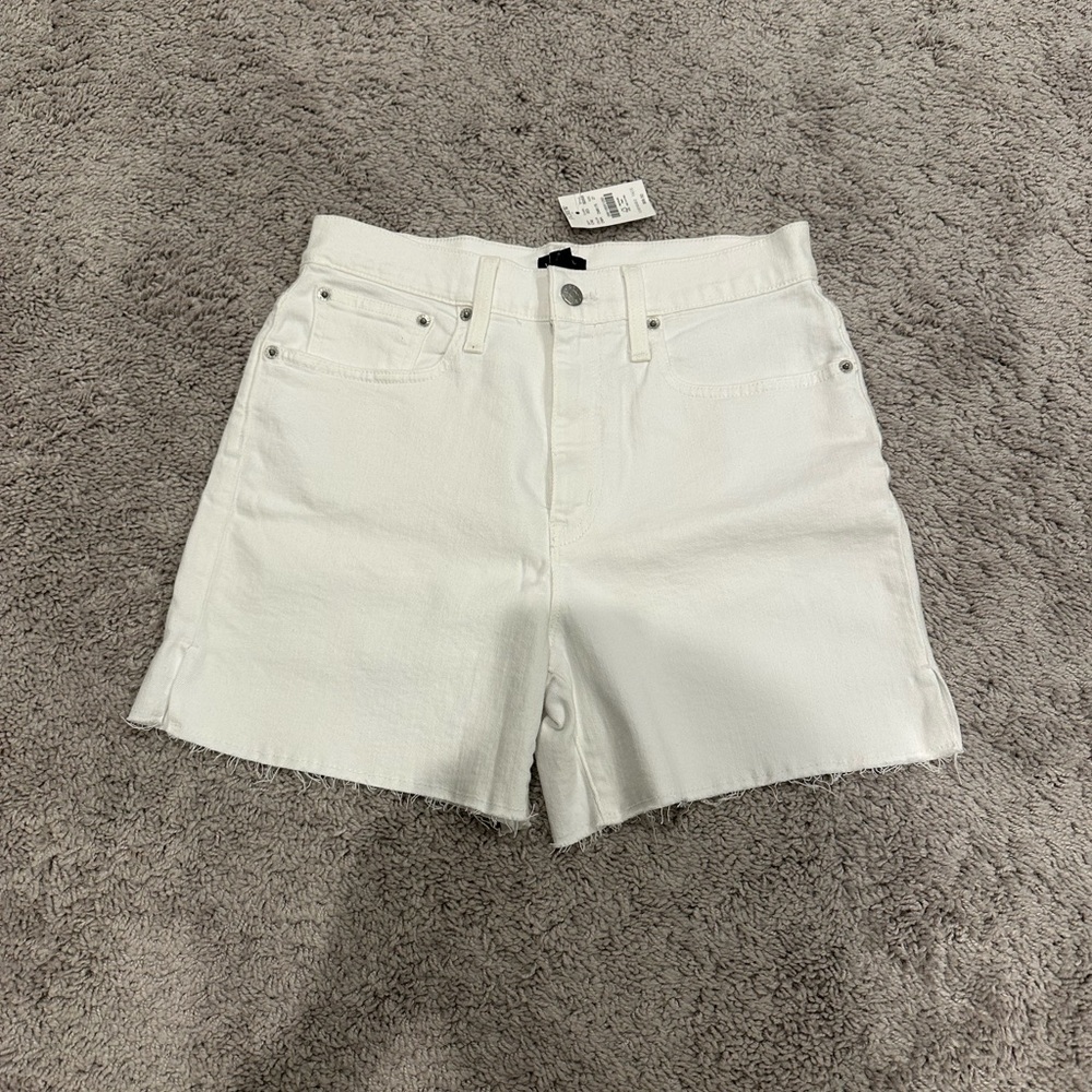 J. Crew White Jean Shorts High-Waisted Raw Hem